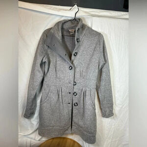 Avalanche Women Outdoor Fleece Lined Mid Weight Button Up Soft Coat Gray Size M